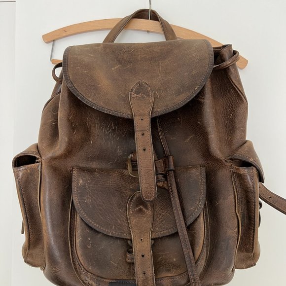 Vintage rustic genuine leather backpack - Picture 2 of 2